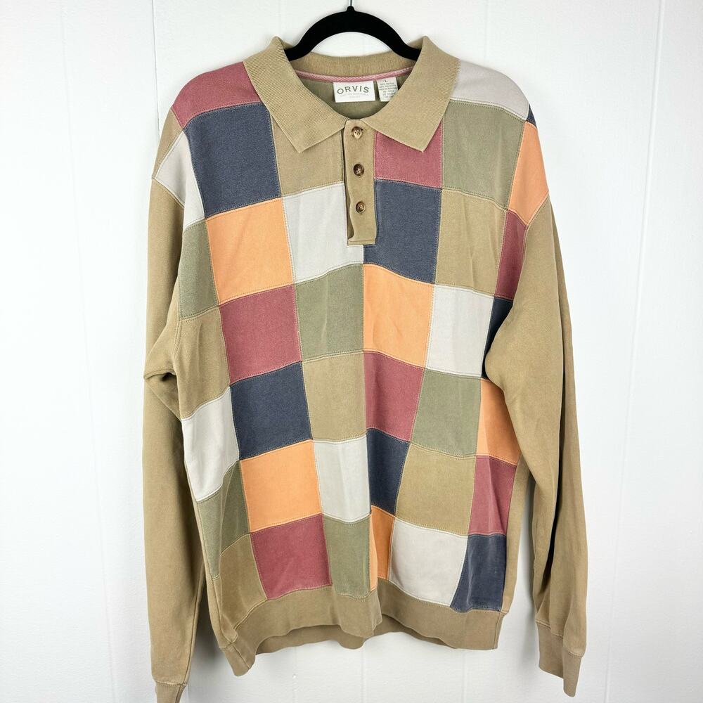 Vintage 90s Orvis Colorblock Sweatshirt Size L EUC